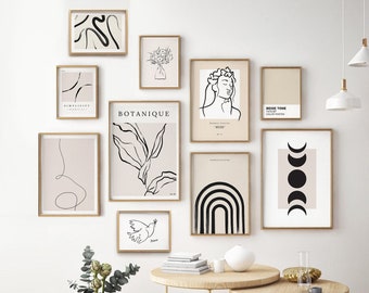 Beige Abstract Gallery Wall Art Set of 10 (Digital Download)