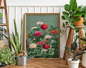 Flowers Wall Art, Botanical Poster, Eclectic Home Decor, Floral illustration, DIGITAL DOWNLOAD