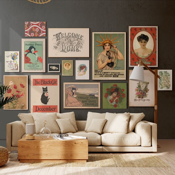 Gallery wall art set, Mega Bundle, Retro Poster Set, Vintage Poster Art, Eclectic Print, Printable wall art, Home Decor, Digital Download