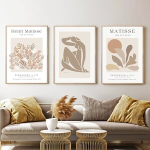 matisse print set | Beige wall art | set of 3 prints | Digital PRINTABLE