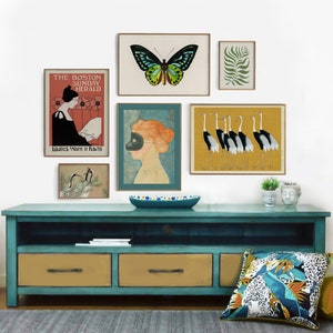 Eclectic Wall Art Set, Gallery Wall Set, Boho Home Decor, Butterfly Poster, Vintage Botanical, Colorful Poster, Sofia Bonati, Ogata Korin