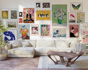 Eclectic Gallery Wall Set of 20, MEGA Bundle Set, Maximalist Wall Art, Vintage Print, Van Gogh, Matisse, Frida, Picasso, DIGITAL DOWNLOAD