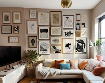 Abstract Gallery Wall Set: Neutral Scandinavian Art (Printable)