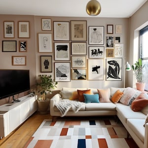 Moderne Galerie Wand Set, 25er Set, abstrakte Poster Set, DRUCKBARE Wandkunst, Neutrale Galerie Wand, skandinavisches Dekor