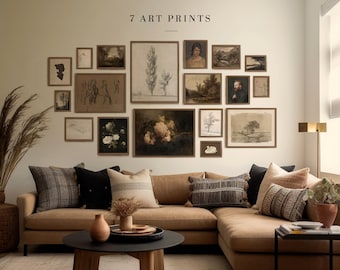 Vintage Gallery Wall Art Set of 18: Dark Moody Prints (Digital Download)