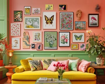 Maximalist Gallery Wall Art Set: Eclectic Prints, Van Gogh, Klimt (Digital Download)