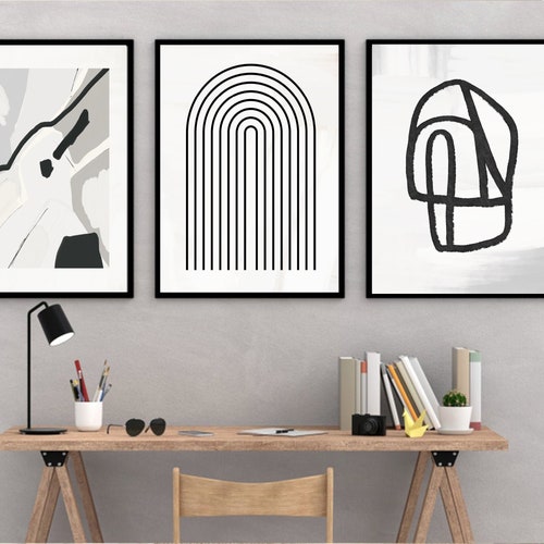 Black and White Abstract Art Office Black Abstract Print Etsy