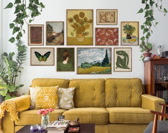 Vintage Art Gallery Wall Set: Eclectic Farmhouse Decor (Digital Download)