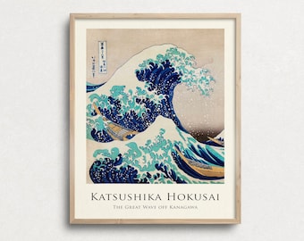 Hokusai Wave Print, Japanese Woodblock Art, Ukiyo Wall Art (Digital Download)