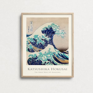 Vintage Japanese Art, Katsushika Hokusai Poster, The Great Wave off Kanagawa, Japanese Woodblock, Ukiyo Wall Art Print, Japan Home Decor