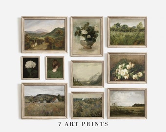 Farmhouse Gallery Wall Art Set: Vintage Green Tones (Digital Download)