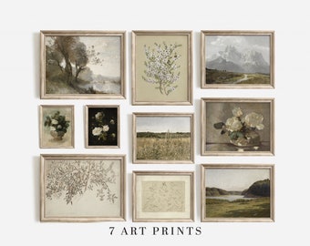 French Country Gallery Wall Art Set: Vintage Green Prints (Digital Download)