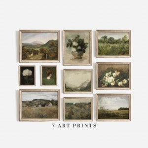 Farmhouse Gallery Wall Art Set: Vintage Green Tones (Digital Download)