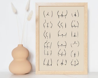 Body Positive Butt Line Art Print: Feminist Home Decor (Digital Download)