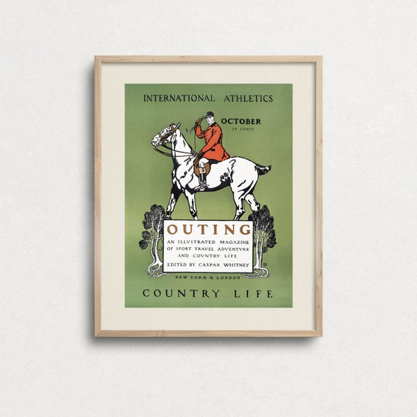 Horse riding poster, For Eclectic Wall Art, Equestrian horse, Edward Penfield, Retro Poster, Outing, art print, Digital Download