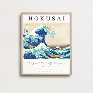 Vintage Japanese Art, Hokusai Poster, The Great Wave off Kanagawa, Katsushika Hokusai Print, Ukiyo Japan Wall Art Print, Japanese Home Decor