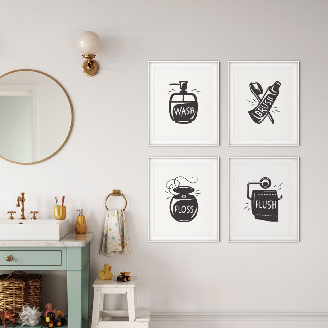Bathroom Wall Art Set of 4 Printable Bathroom Wall Decor - Etsy