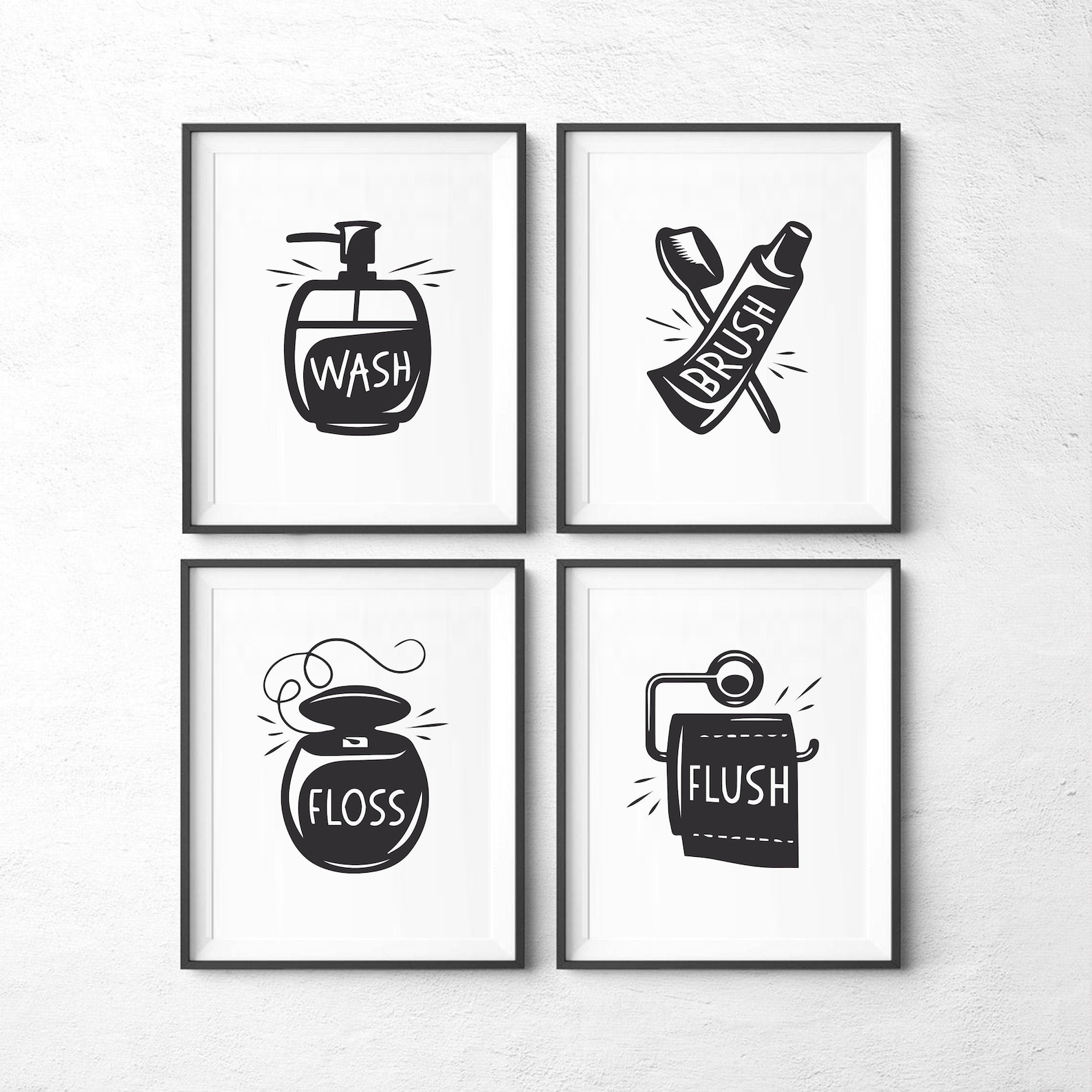Bathroom Wall Art Set of 4 Printable Bathroom Wall Decor Etsy