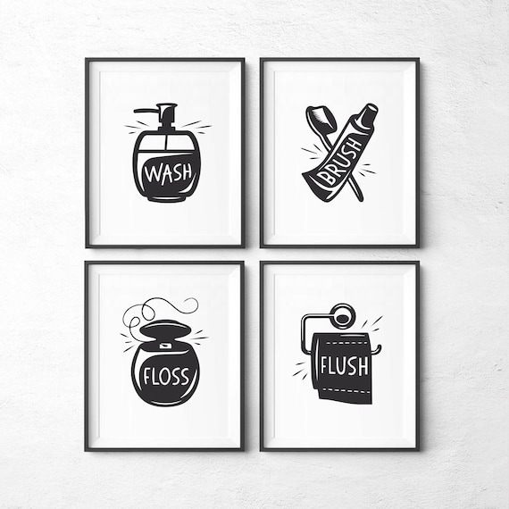 Bathroom Wall Art Set of 4 Printable Bathroom Wall Decor - Etsy