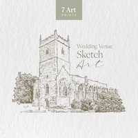 Personalized Wedding Venue Sketch: Custom Illustration Art (digital ...