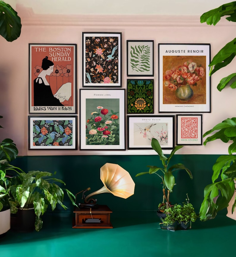 Eclectic Gallery Wall Art Set: Vintage Botanical Prints (Digital Download)