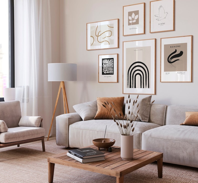 Minimalist Gallery Wall Set of 6 Modern Abstract Print Set Etsy