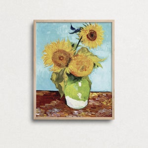 Tres girasoles, Van Gogh Print, impresión de pintura al óleo, póster de bellas artes, impresión de flores, arte mural de Vincent van gogh, arte de pared de granja