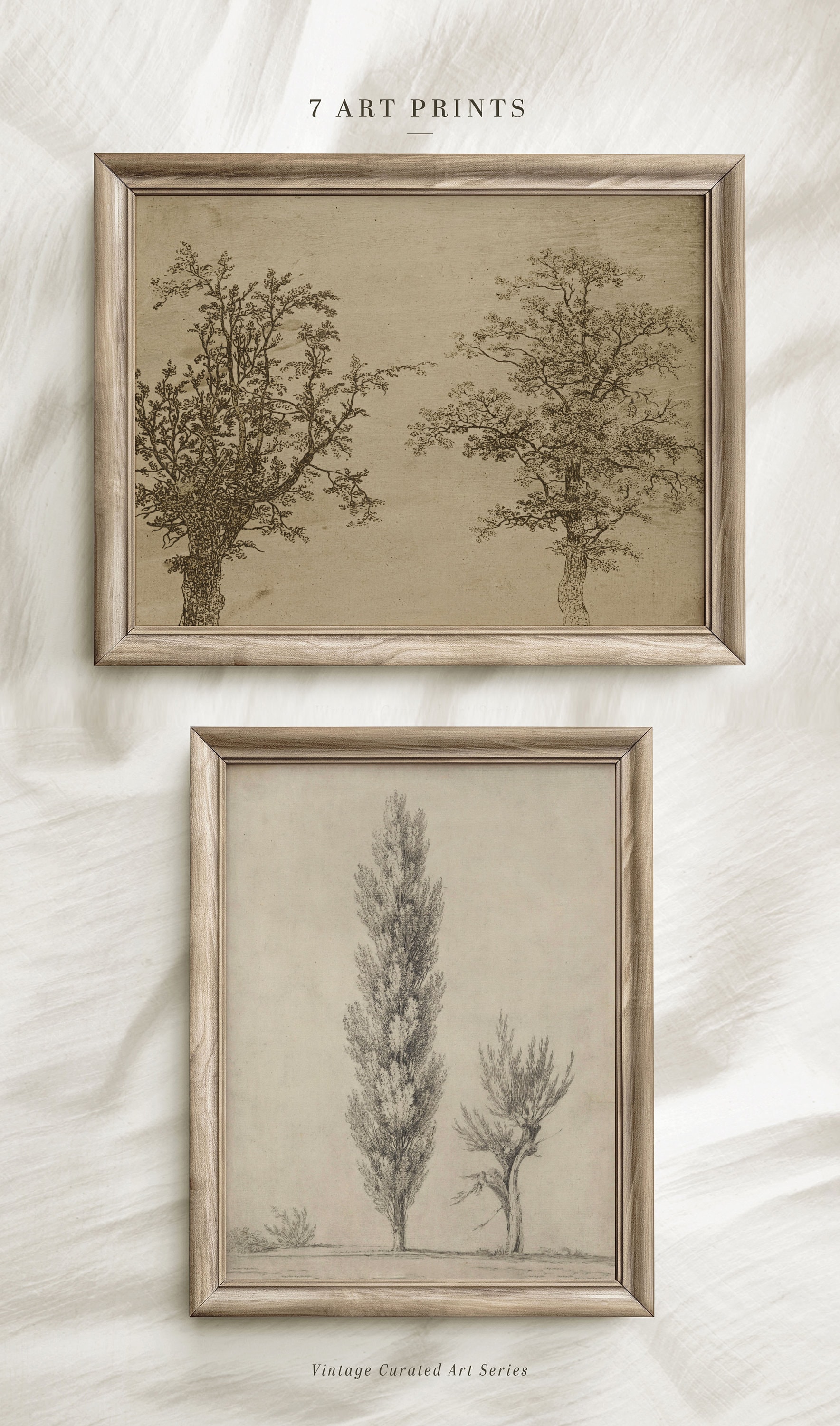 Vintage Green Gallery Wall Art Set: Neutral Tone Prints (digital ...