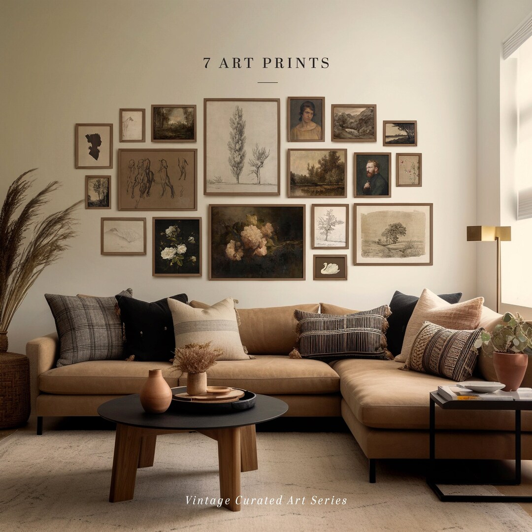 Vintage Gallery Wall Set of 18, Dark Moody Wall Set, Moody Print Set ...