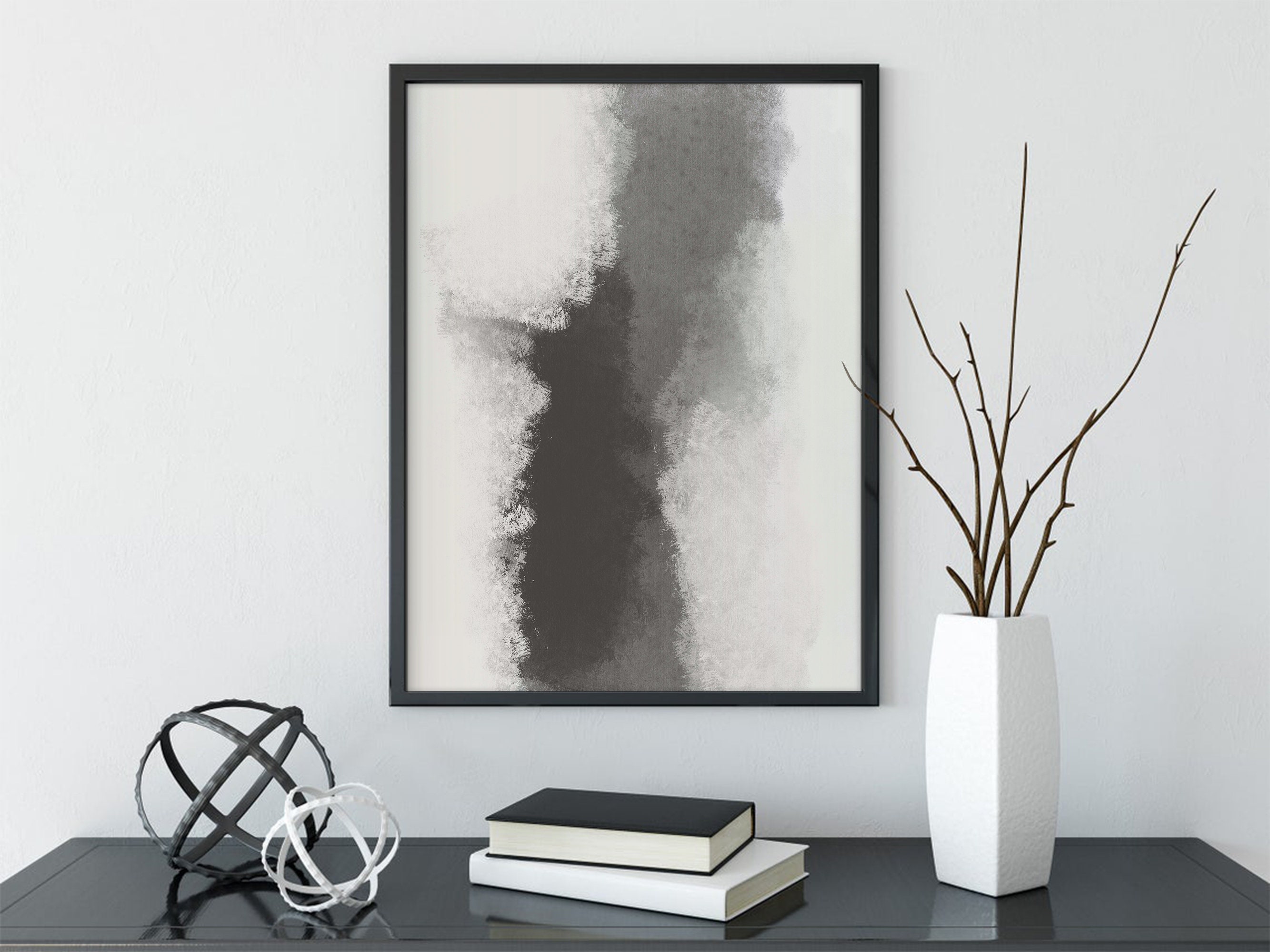 Black Abstract Art Print Black and White Wall Art Minimal | Etsy
