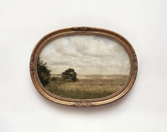 Vintage Meadow Landscape Print: Rustic Farmhouse Wall Art (Digital Download)