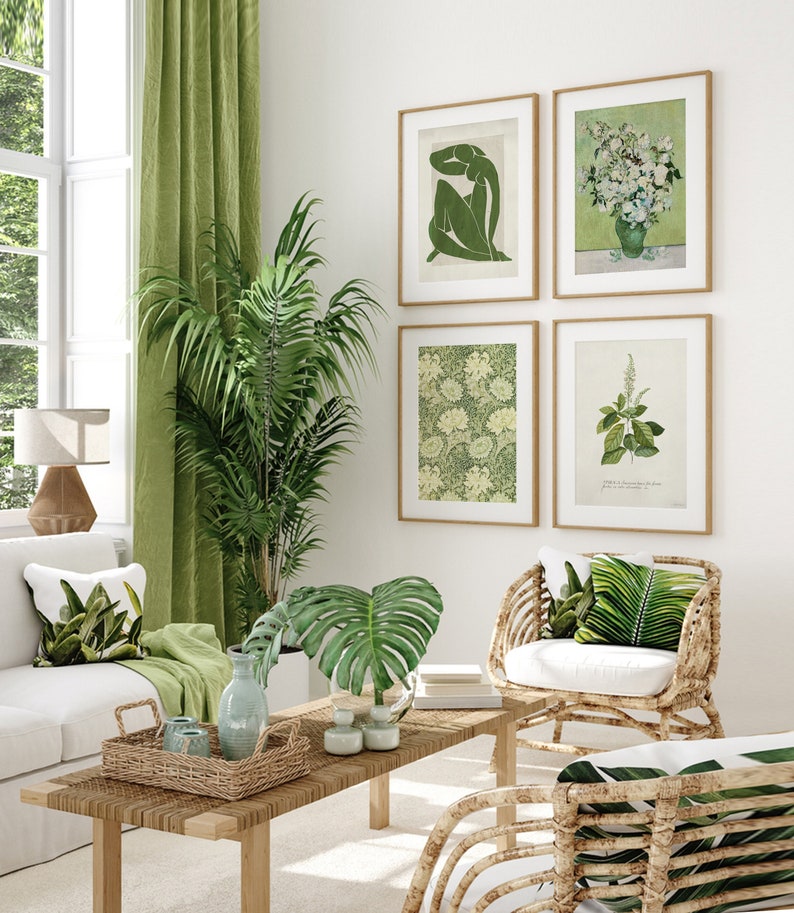 Green Eclectic Wall Art Set Boho Gallery Wall Set Botanical - Etsy