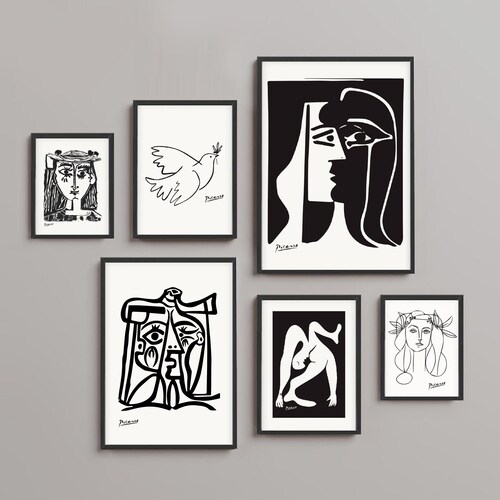 Picasso Art Print Set: Black and White Sketches (digital Download
