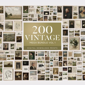 200 Vintage Art Prints: Eclectic Gallery Wall Set (Digital Download)