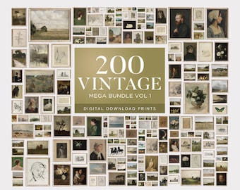 200 Vintage Art Prints: Eclectic Gallery Wall Set (Digital Download)