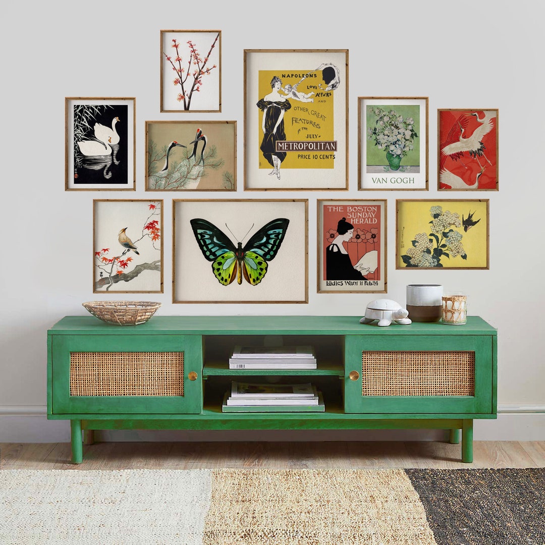 Gallery Wall Set of 10, Eclectic Decor, Eclectic Wall Art, Gallery Wall