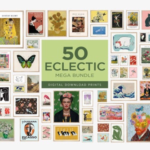 50 Eclectic Gallery Set, Mega Bundle Set, Gallery Wall Set, Eclectic Wall Art, Eclectic Home Decor, Colorful Maximalist Prints, DIGITAL