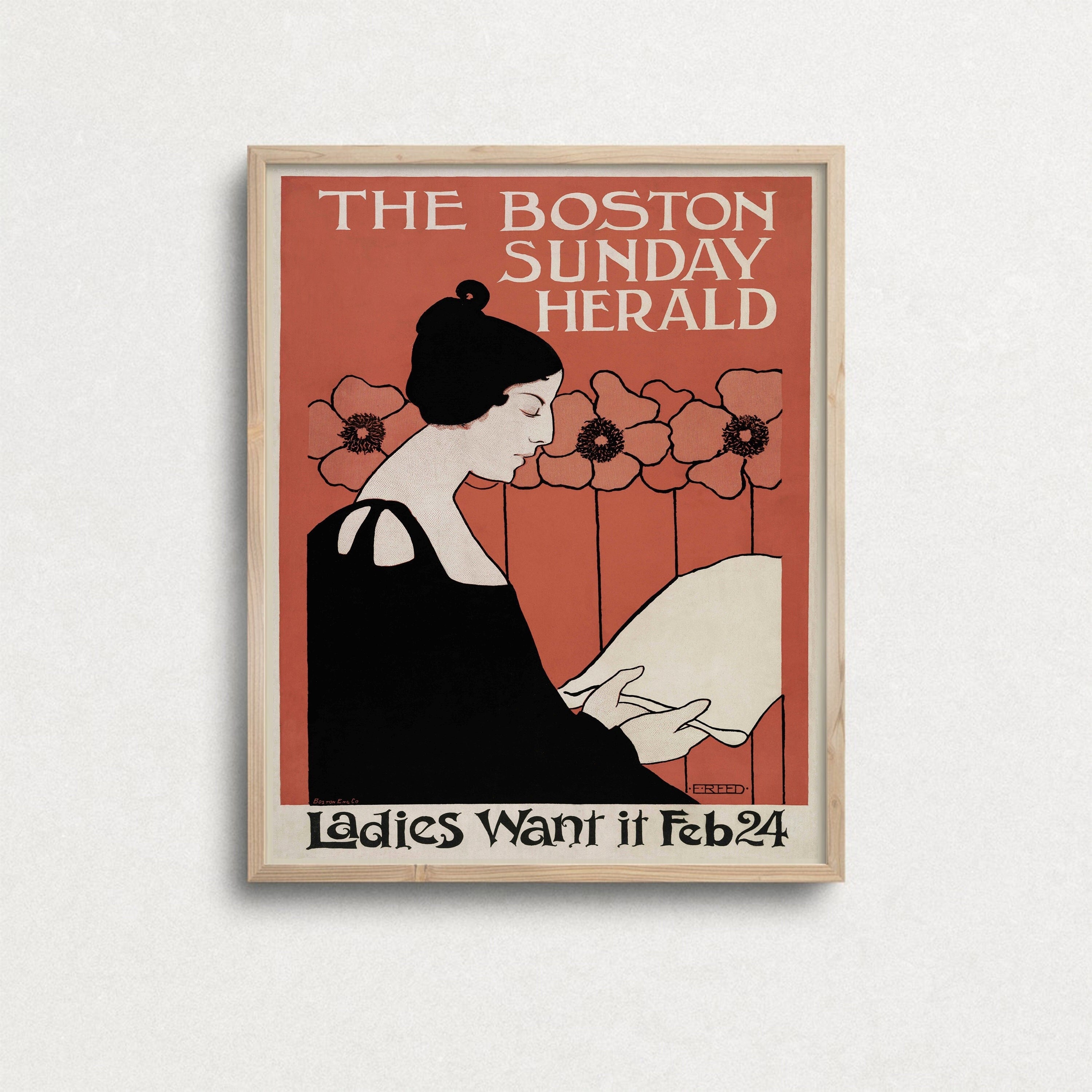 Art Nouveau Woman Reading Newspaper - Vintage Poster Print