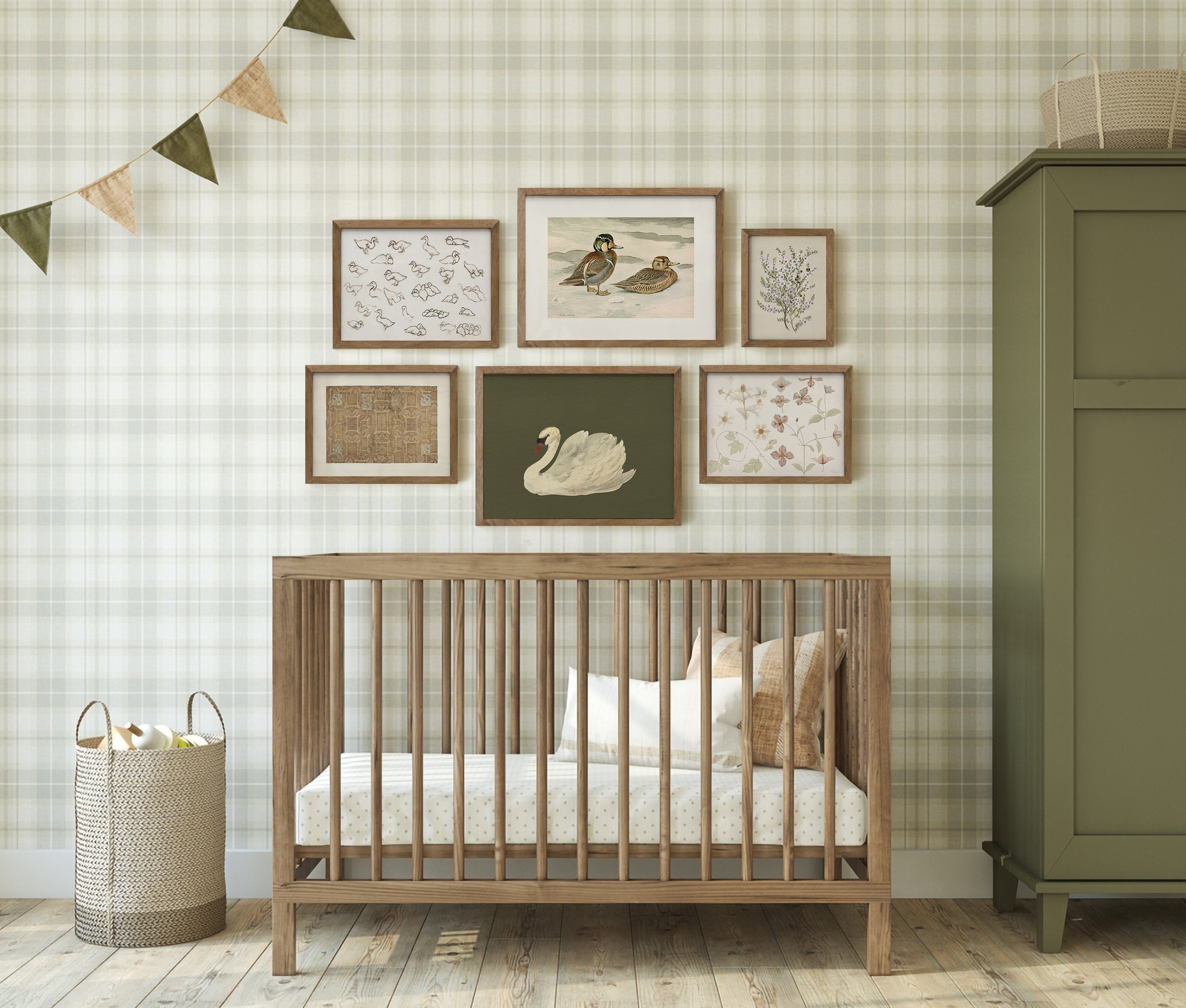 Neutral Nursery Gallery Wall Set, Vintage Kids Room Decor, Kids Gallery Art, Digital Download