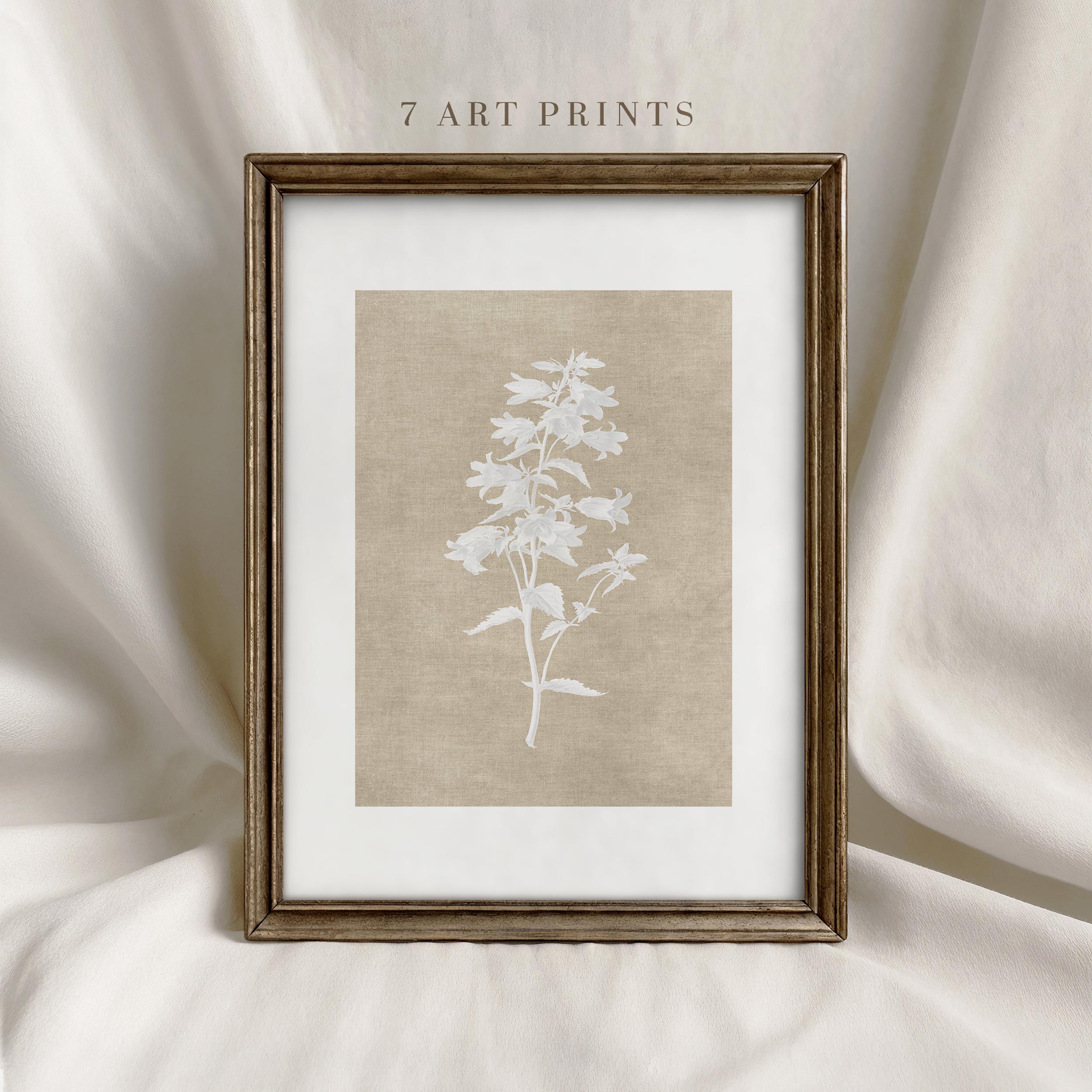 Neutral Botanical Print Set: Vintage Beige Floral Wall Art (digital ...