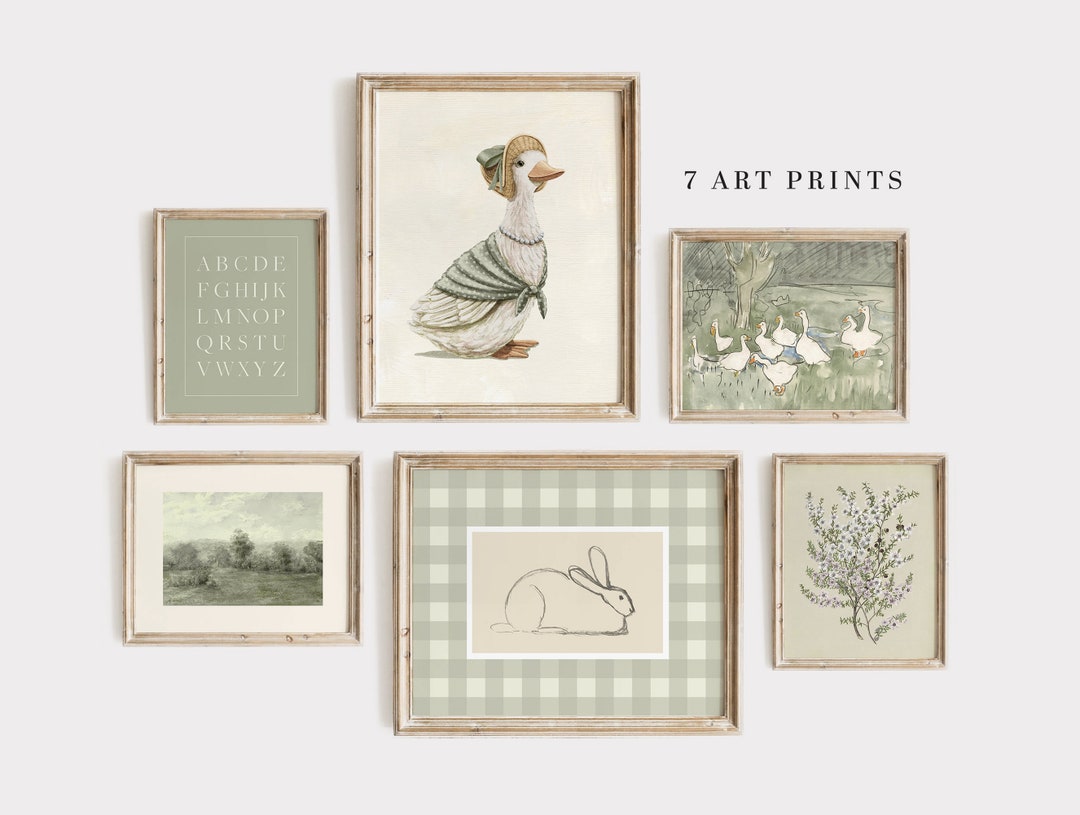 Nursery Gallery Wall Set, Sage Green Nursery Print, Kids Room Decor ...