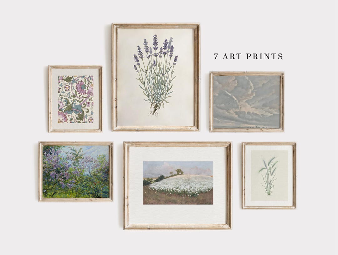 Vintage Botanical Gallery Wall Art Set, Cottagecore Farmhouse Prints ...