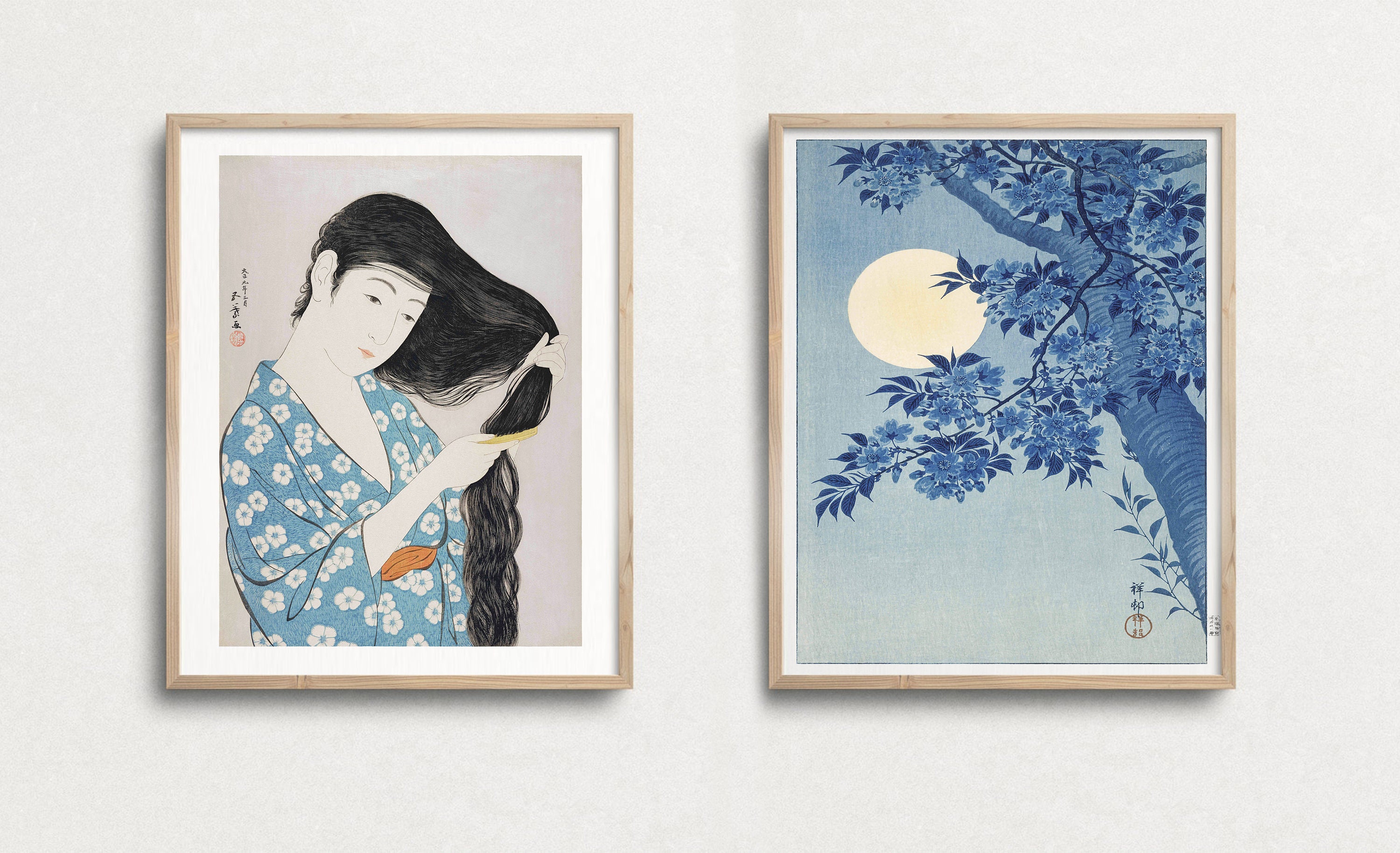Gallery Wall Set of 9 Prints Japanese Wall Art Blue Wall - Etsy