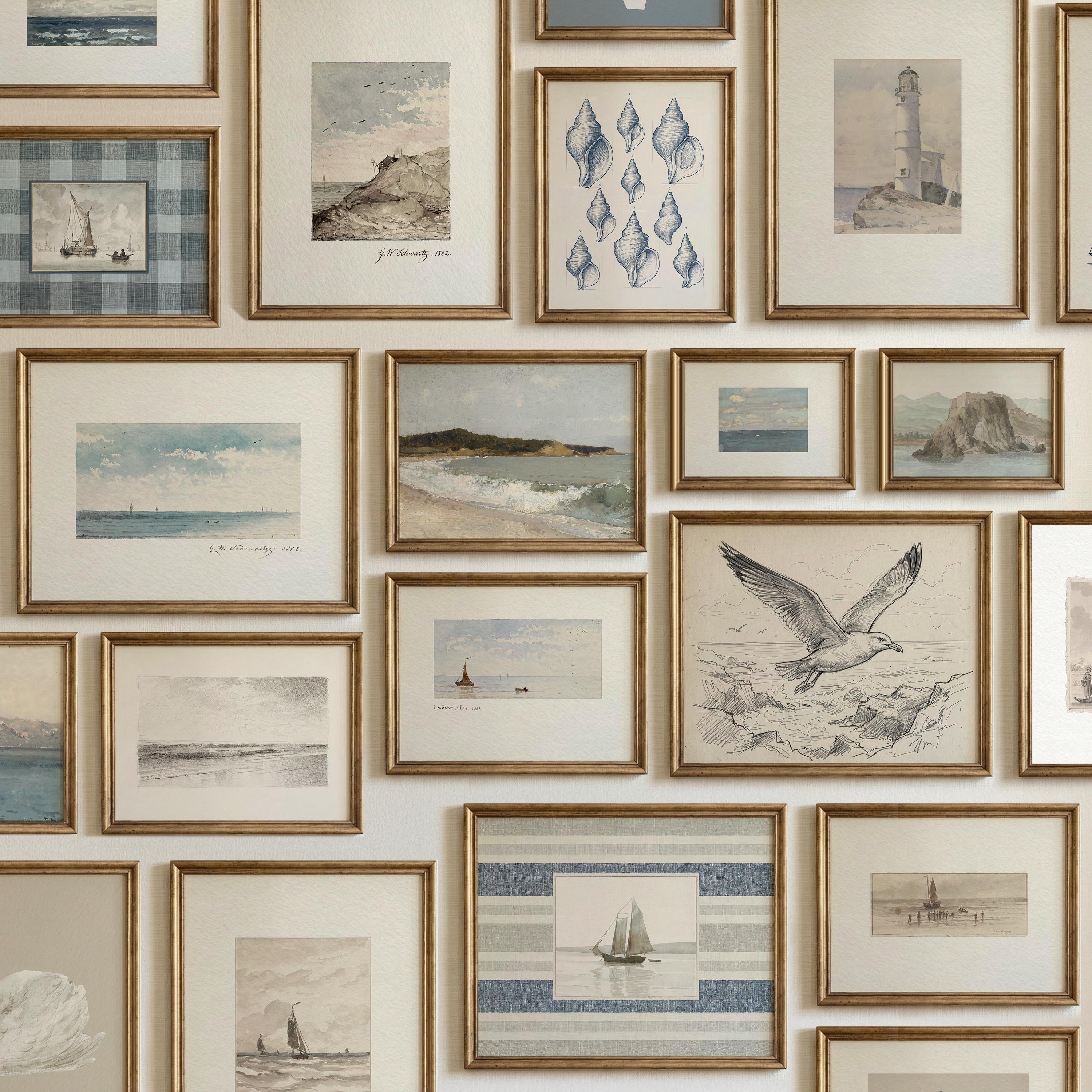 20+ Coastal Wall Art Prints Bundle, Vintage Seascape Mega Gallery Wall ...