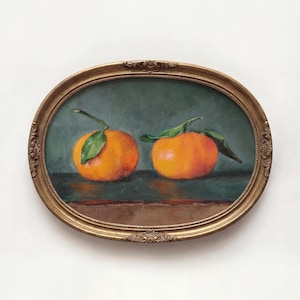 Mandarin Orange Oil Painting Print, Vintage Still Life Painting, Digital Download