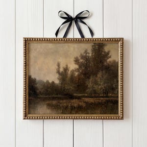 Vintage Fall Landscape Art Print: Moody Farmhouse Decor (Digital Download)