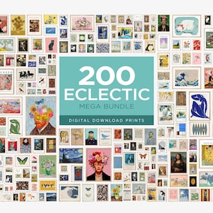 200 Gallery Wall Set, Eclectic Mega Bundle Gallery Wall Art Set, Colorful Eclectic Wall Art, Eclectic Home Decor,  Maximalist Wall Prints