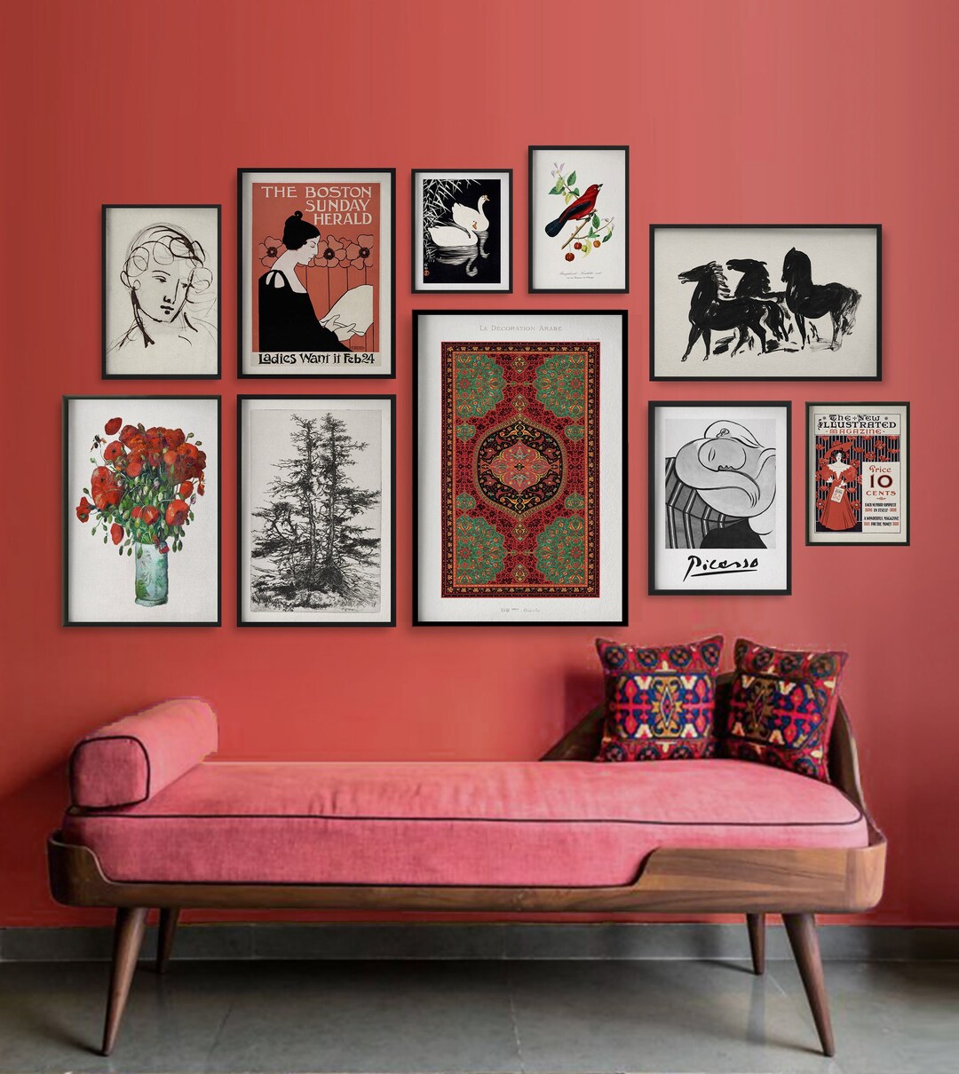 Gallery Wall Art Set of 10, Vintage Eclectic Print Set, Vintage Wall ...