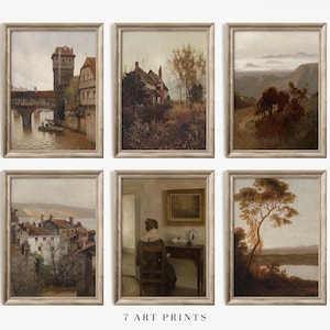 Vintage Autumn Gallery Wall Art Set of SIX / Warm Tones Farmhouse Decor / Printable Digital Download