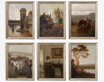 Vintage Autumn Gallery Wall Art Set: Warm Tone Farmhouse Decor (Digital Download)